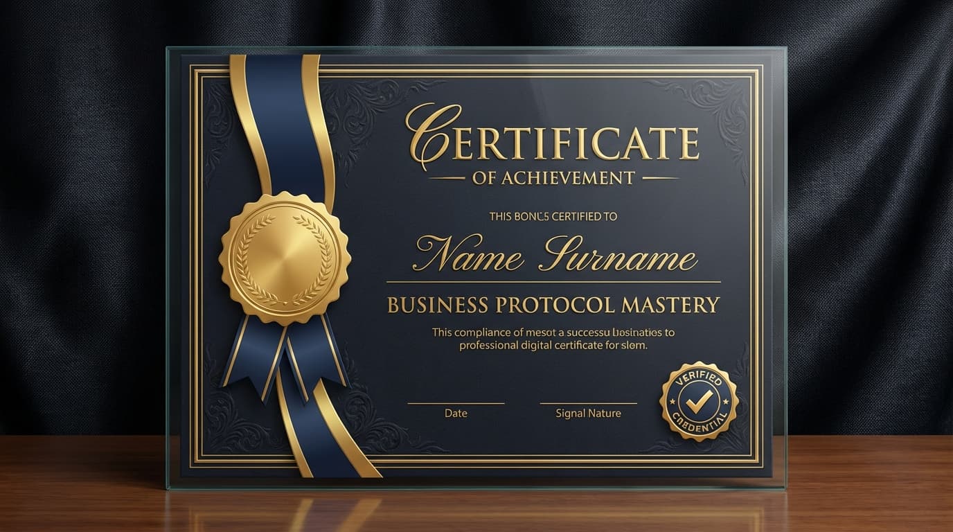 Professional digital certificate with golden seal